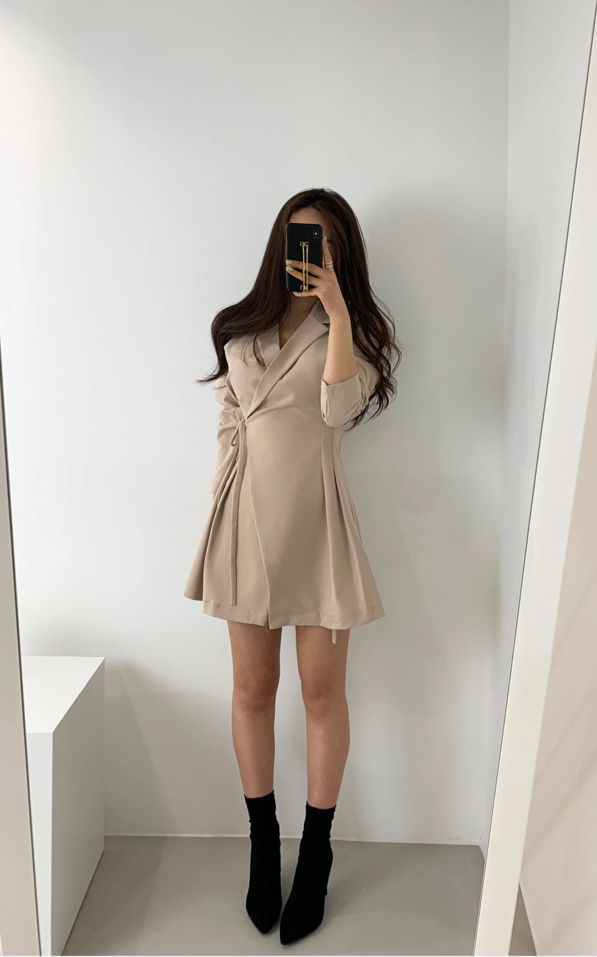 Vintage suit collar high waist pleated