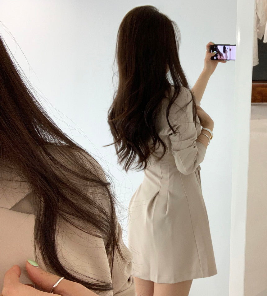 Vintage suit collar high waist pleated