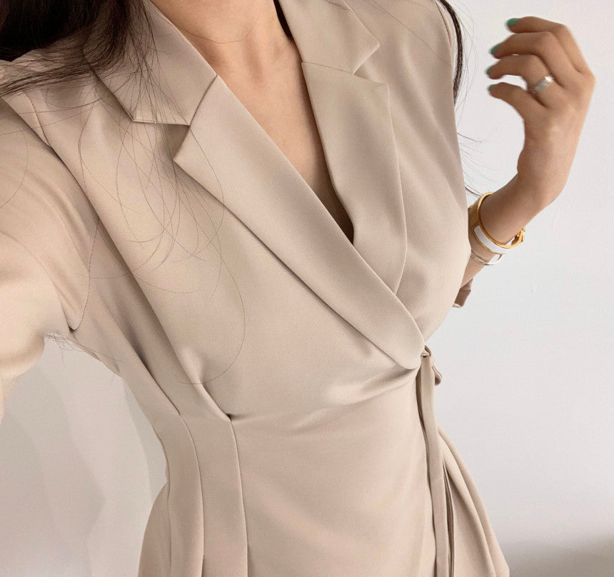 Vintage suit collar high waist pleated