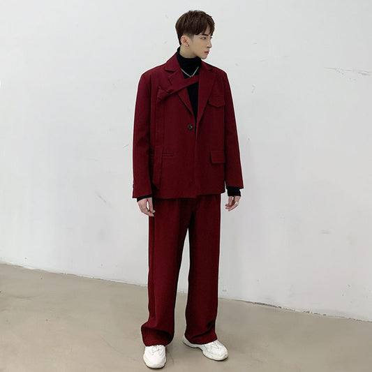 Vintage Korean wine red suit