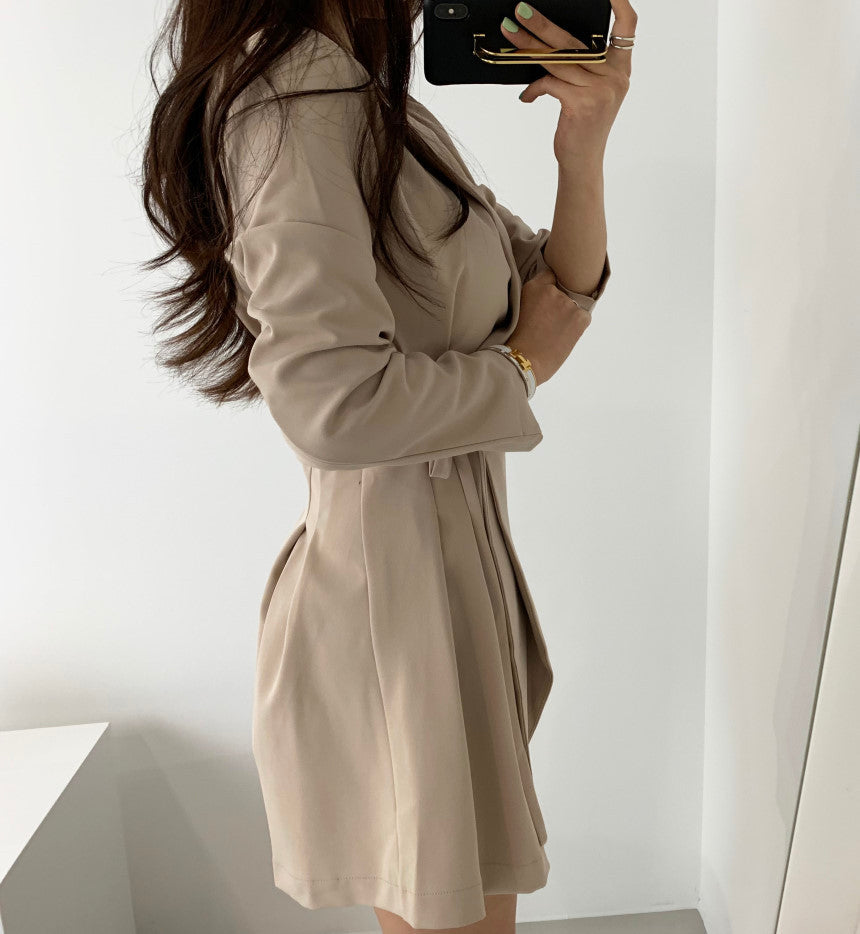 Vintage suit collar high waist pleated